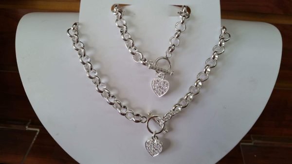 925 Sterling silver heart bracelet and necklace - Image 2