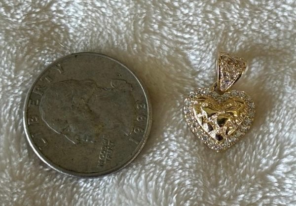 Solid 10 k gold Heart-nugget pendant. - Image 4