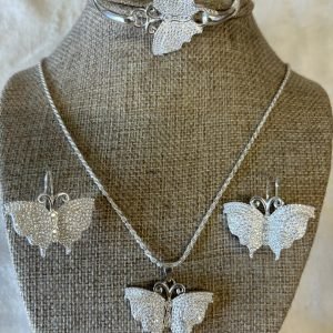 Sterling silver butterfly set.