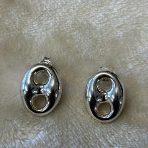 Sterling silver studs puff link earrings.