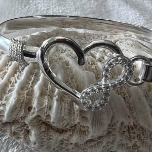 Sterling silver (925) infinity-heart bracelet.
