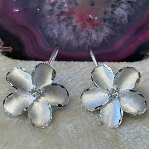 Sterling silver plumeria flowers earrings.