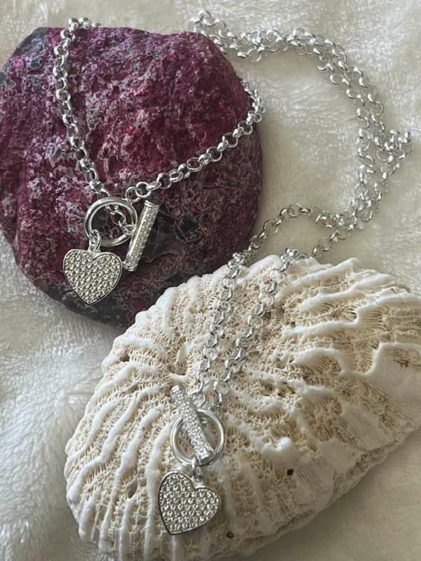 Sterling silver heart hand chain and necklace set. - Image 2