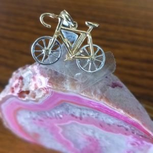 Solid 14 k gold bicycle pendant.