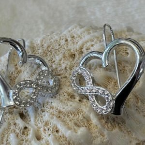 Sterling silver Heart-Infinity earrings.