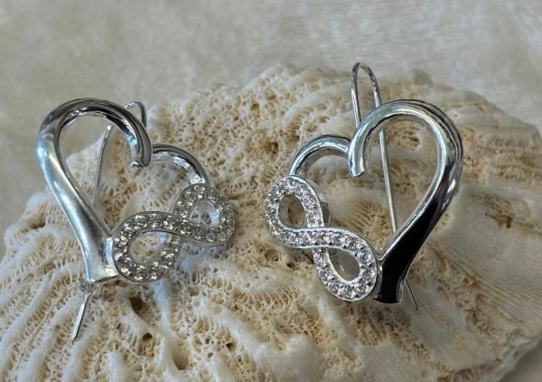 Sterling silver Heart-Infinity earrings.