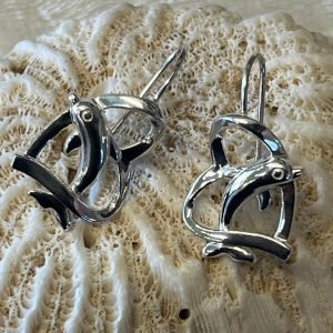 Sterling silver heart with dolphin earrings.