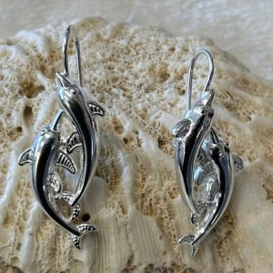 Sterling silver two dolphins earrings