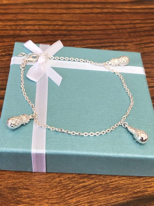 925 Sterling silver Pineapple adjustable Anklet. - Image 2