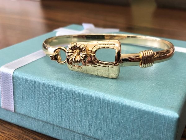 Gold plated Sugar mill with Hibiscus flower bracelet size 7 1/2 - Image 2