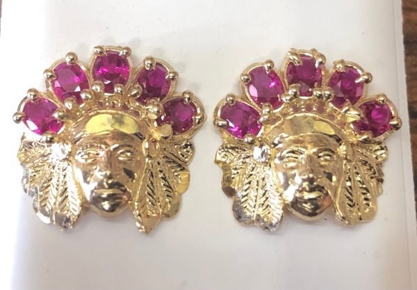 Solid 10 k gold Indian head earrings. - Image 4