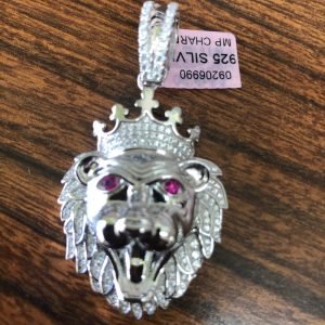 925 Sterling silver lion head pendant