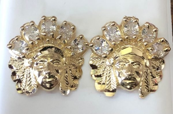 Solid 10 k gold Indian head earrings. - Image 3