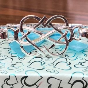925 Sterling silver double hearts infinity bracelet
