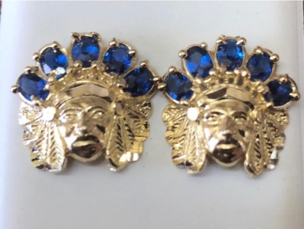 Solid 10 k gold Indian head earrings. - Image 2