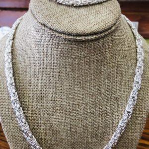925 Sterling silver Byzantine bracelet and Necklace collection .