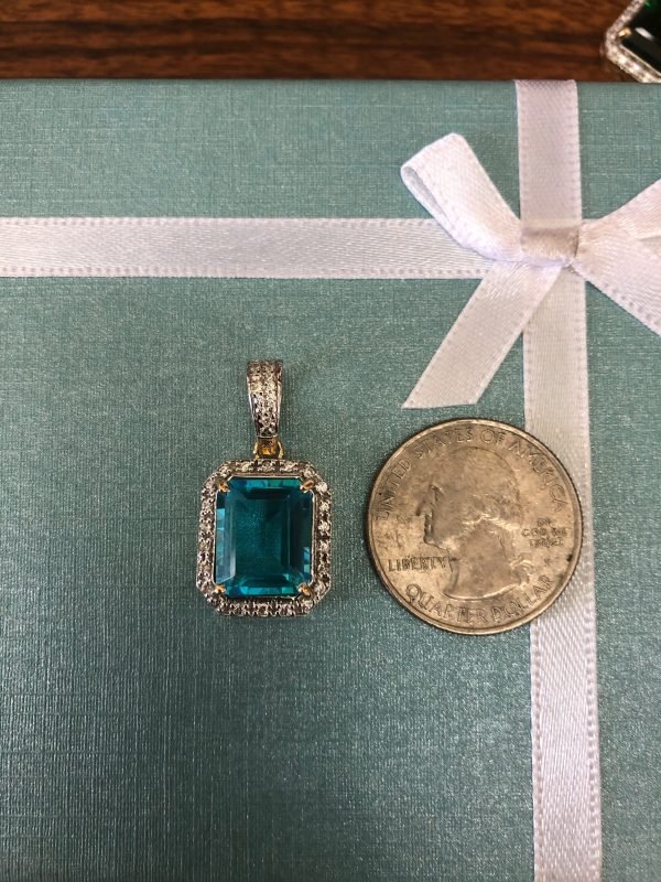 Solid 14 k gold Aquamarine Stones pendant 4.6 gram. - Image 3