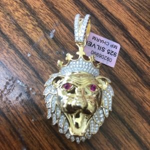 925 Sterling silver with gold layered Lion head pendant
