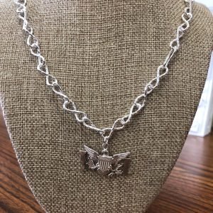 Sterling silver VI Flag pendant with infinity chain.