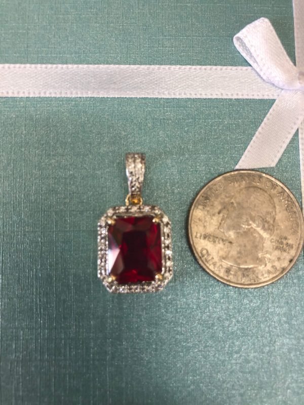 Solid 14 k gold Ruby pendant 5.1 gram. - Image 5