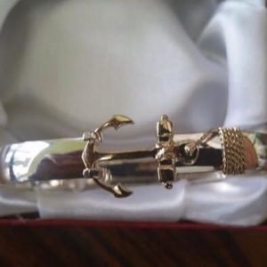 14k gold Anchor with  sterling silver (925)wire men’s bracel